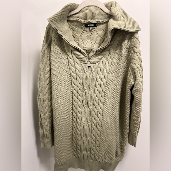 Missguided Sage Cable Knit Half Zip Jumper Dress, Size 6/8 - Picture 1 of 2